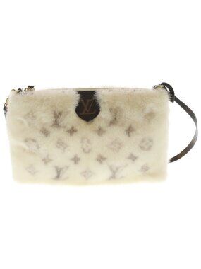 Louis Vuitton Neo Pochette Mila Monogram Shoulder Bag Back Mink White Gold